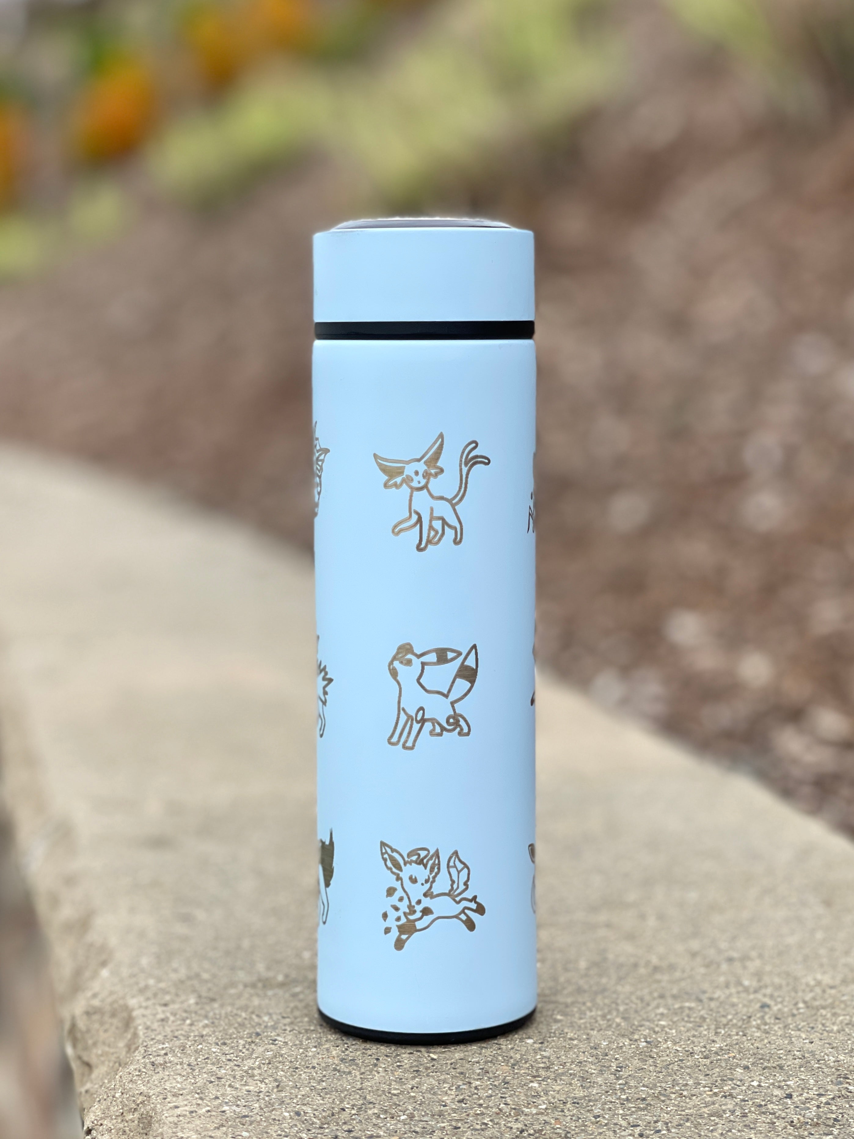 Eeveelution Eevee Evolutions Coffee Tumbler Tea Infuser, Flareon Vaporeon Jolteon Espeon Umbreon Water Bottle Travel Mug, Anime Fan Gift