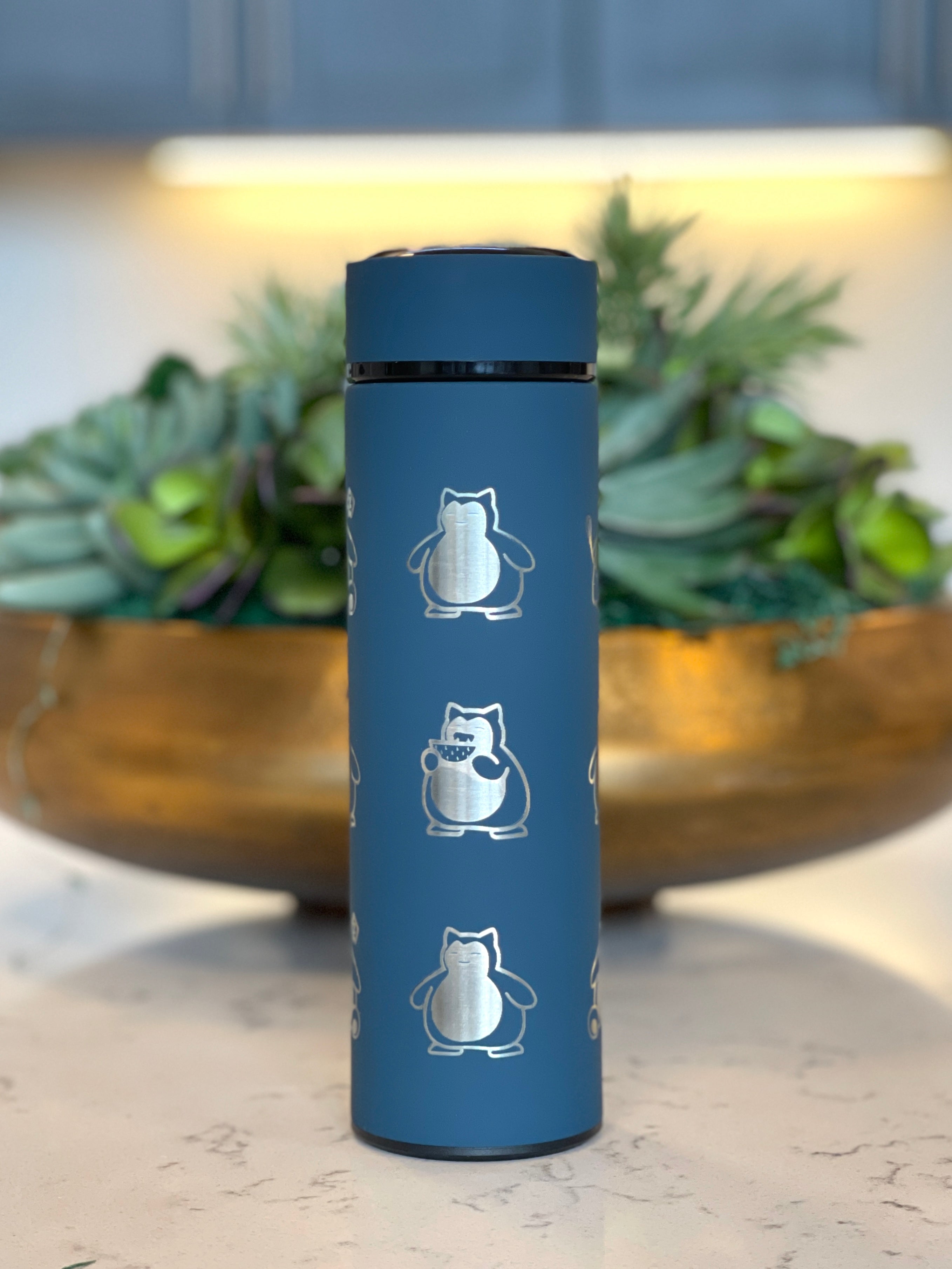 Snorlax Coffee Tumbler Tea Infuser with Unite Cook Style, Sleeping Snorlax Water Bottle Travel Mug, Funny Anime Fan Gift