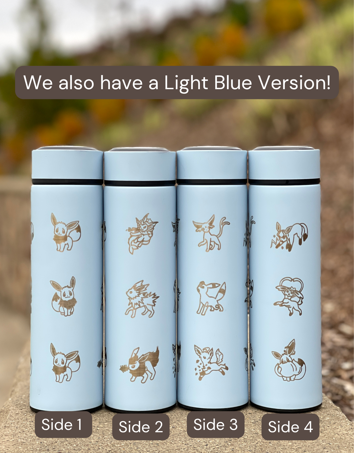Eeveelution Eevee Evolutions Coffee Tumbler Tea Infuser, Flareon Vaporeon Jolteon Espeon Umbreon Water Bottle Travel Mug, Anime Fan Gift