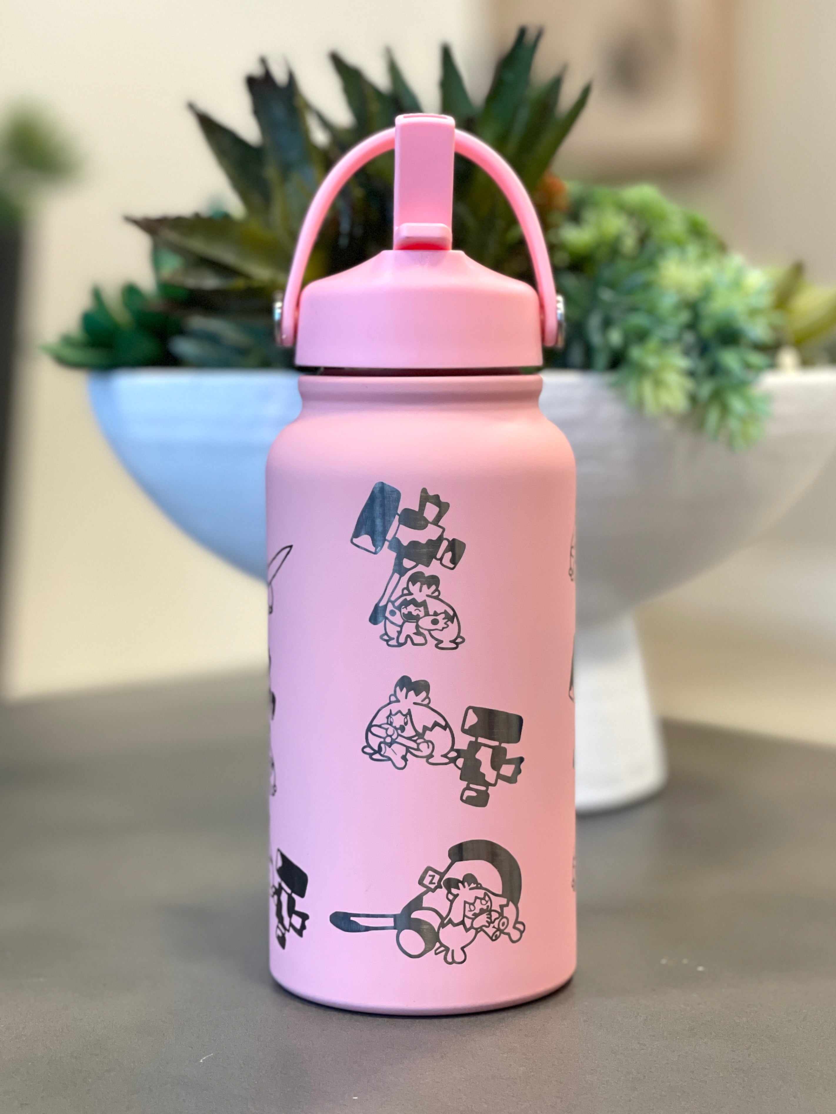 Tinkaton Water Bottle Engraved Waterbottle, Sleeping Tinkaton Hammer with Tinkatink Coffee Tumbler Thermos Flask, Gamer Birthday Gift
