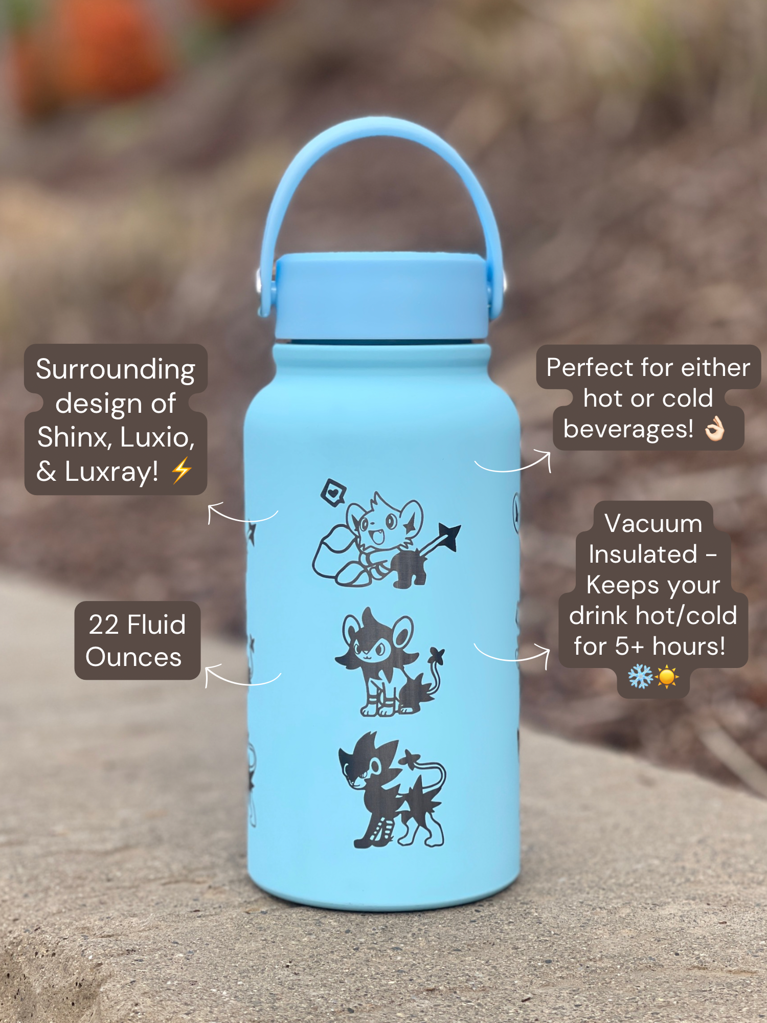 Shinx Luxio Luxray Water Bottle Engraved Waterbottle, Shinx Evolution Line Coffee Tumbler Thermos Flask, Gamer Anniversary Gift