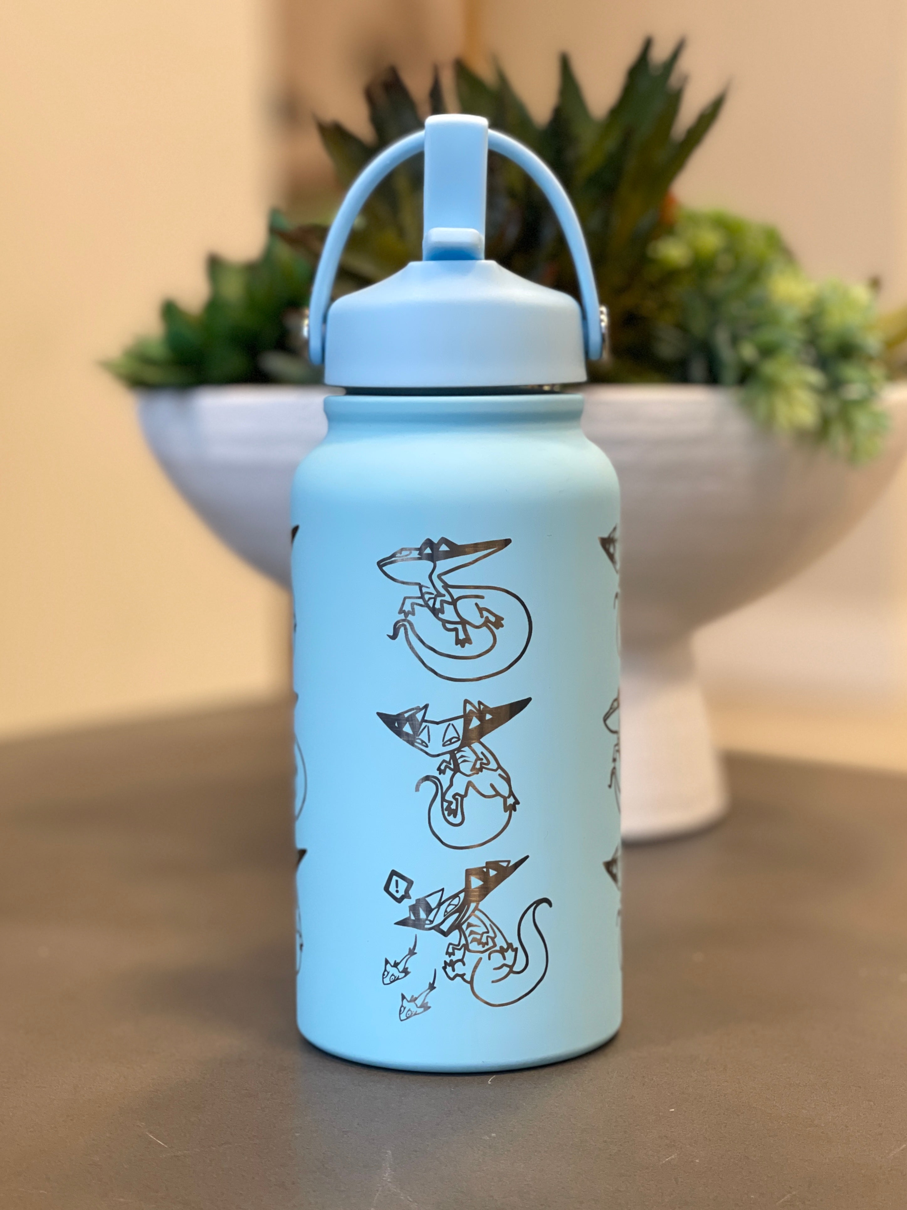 Dragapult Water Bottle Engraved Waterbottle with Dreepy Dragon Darts Coffee Tumbler Thermos Flask, Ghost Dragon Gamer Anniversary Gift