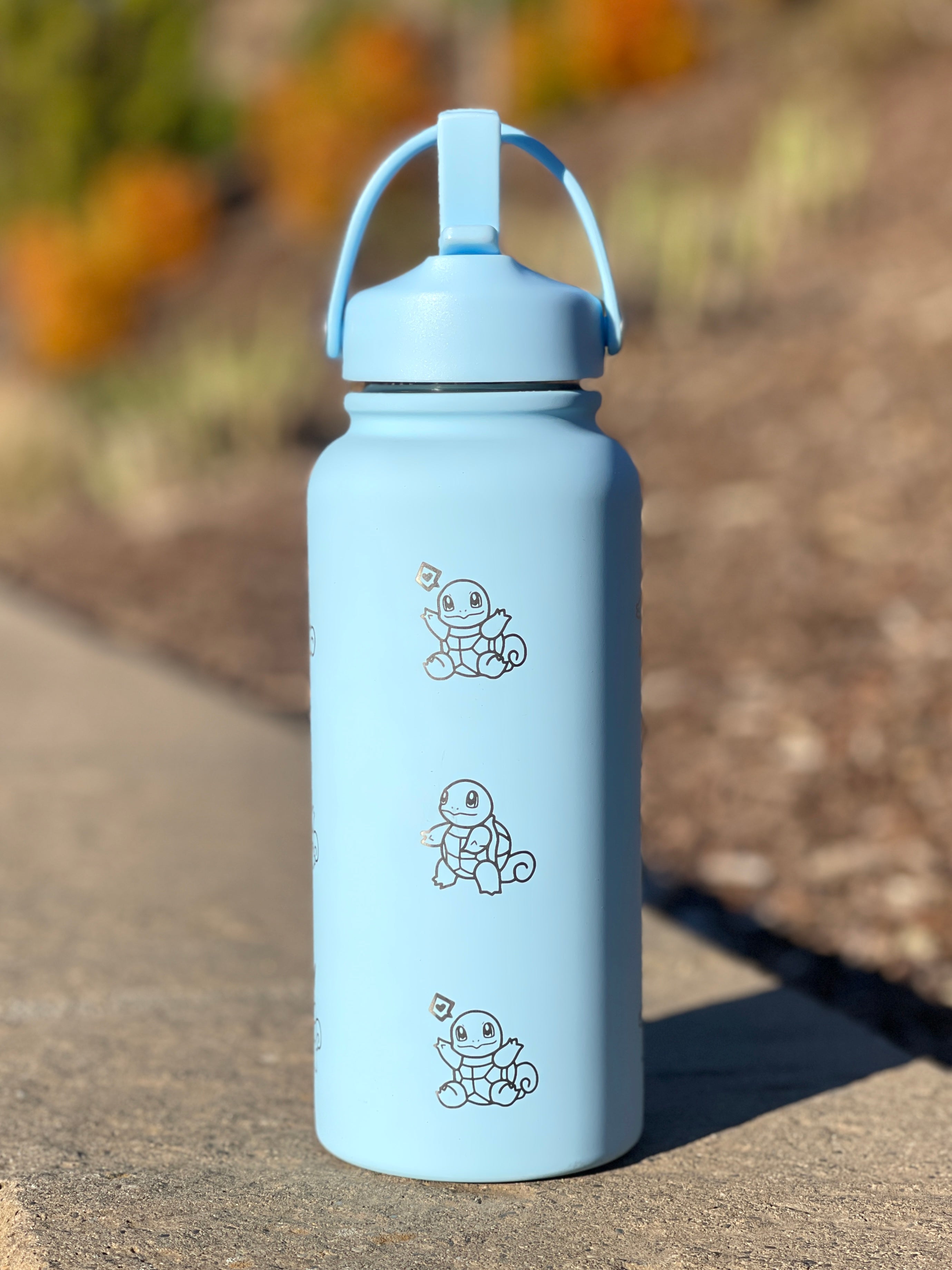 Squirtle Squad Water Bottle Engraved Coffee Tumbler with Sunglasses Saxophone Squirtle, Waterbottle Travel Mug Kanto Starter Birthday Gift