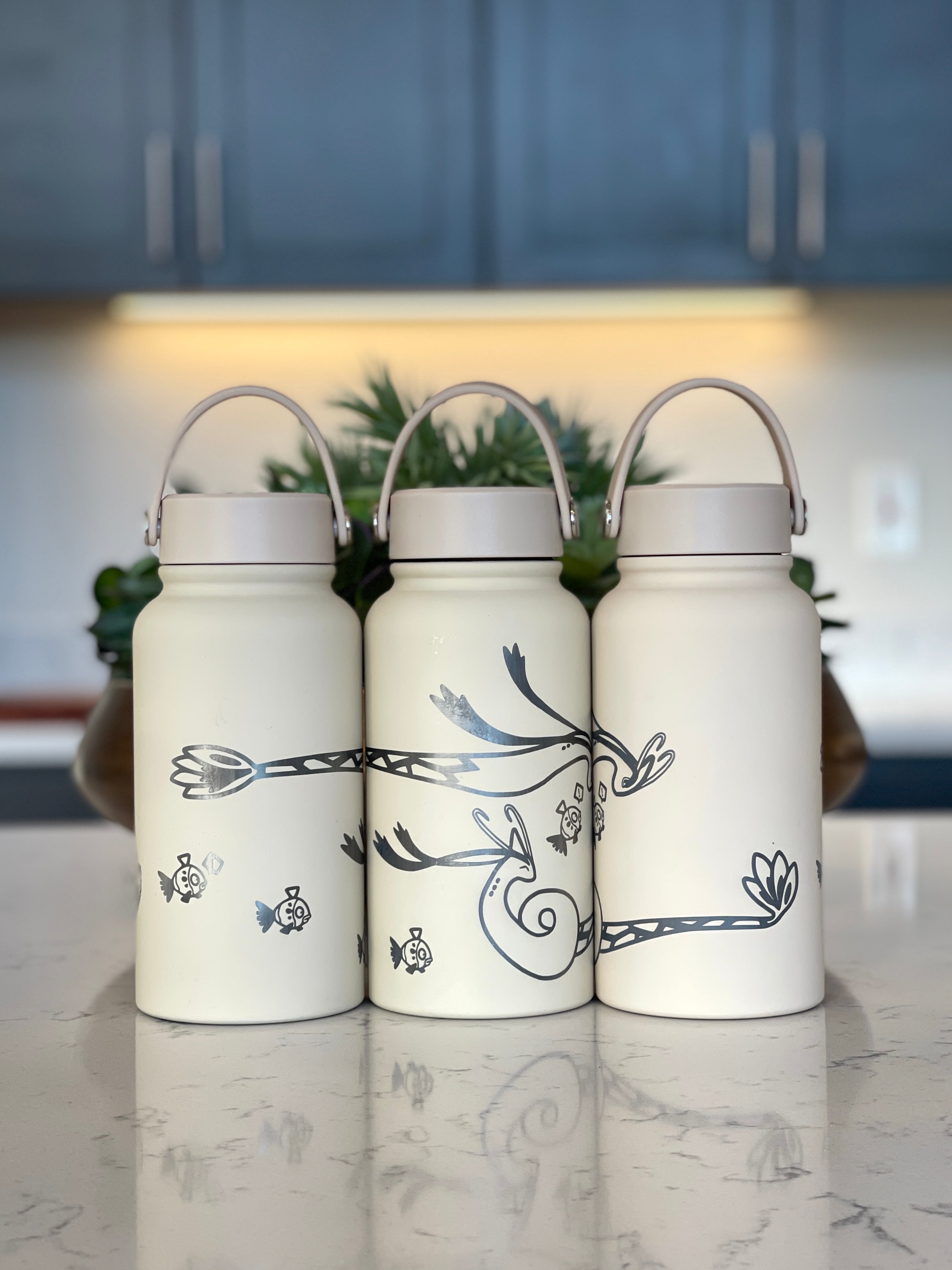 Milotic & Feebas Water Bottle Engraved Waterbottle, Dragon Coffee Tumbler Thermos Flask, Gamer Anniversary Gift
