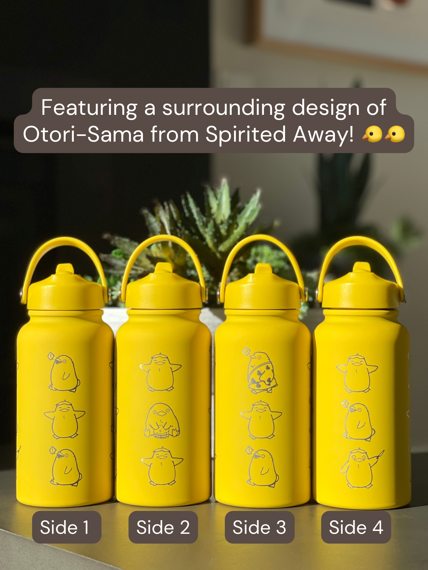 Otori-Sama Spirited Away  Duck Water Bottle Engraved Waterbottle with Otori Sama Knife Coffee Tumbler Thermos Flask, Anime Anniversary Gift
