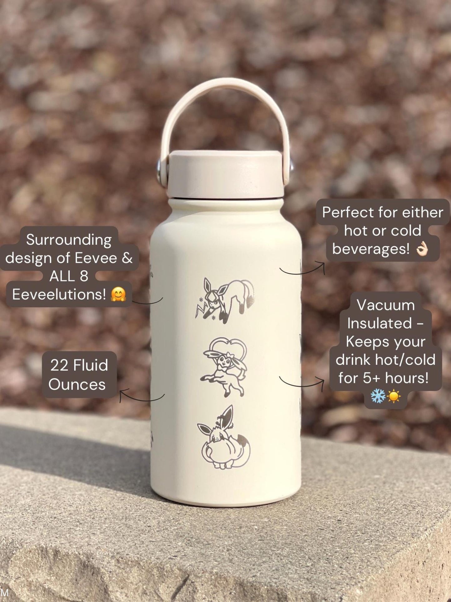 Eevee Evolutions Water Bottle Engraved Eeveelutions Coffee Tumbler, Vaporeon Jolteon Espeon Umbreon Glaceon Leafeon Sylveon Waterbottle Gift