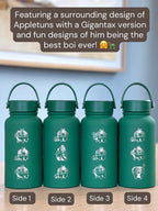 Appletun Water Bottle Engraved Tumbler with Gigantamax Appletun Flapple, Cute Applin Evolution Anime Thermos Travel Mug Drink Thermos Gift