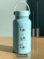 Mudkip Water Bottle Engraved Coffee Tumbler with Mystery Dungeon Scarf, Hoenn Water Starter Waterbottle Thermos, Cute Anime Birthday Gift