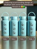 Mudkip Water Bottle Engraved Coffee Tumbler with Mystery Dungeon Scarf, Hoenn Water Starter Waterbottle Thermos, Cute Anime Birthday Gift