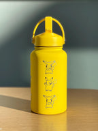 Pikachu Water Bottle with Captain & Detective Pikachu Volt Tackle, Engraved Waterbottle Coffee Tumbler Thermos, Anime Fan Birthday Gift