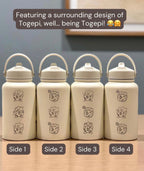 Togepi Straw Waterbottle Engraved Coffee Tumbler, Crying & Angry Togepi with Banana Egg Water Bottle, Anime Travel Mug Cup Birthday Gift