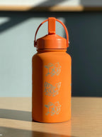 Arcanine Straw Water Bottle with Hisuian Arcanine Engraved Coffee Tumbler Gamer Waterbottle, Growlithe Fan Birthday Tea Flask Gift