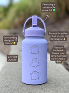 Ditto Water Bottle Engraved Coffee Straw Tumbler Waterbottle with Fake Ditto Squirtle & Eevee, Funny Meme Flask Birthday Anniversary Gift