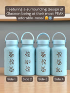 Glaceon Water Bottle Engraved Coffee Tumbler with Ice Beam Glaceon & Unite Costume Waterbottle, Eeveelution Anime Fan Anniversary Gift
