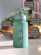 Tyranitar Water Bottle Engraved Coffee Tumbler with Mega Tyranitar & Iron Thorns, Paradox Anime Gamer Waterbottle Thermos Anniversary Gift