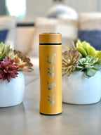 Eevee Coffee Tumbler with Tea Infuser, Engraved Shiny Eevee Water Bottle Gigantamax & Lana’s Sandy Eevee Thermos, Eeveelution Anime Fan Gift