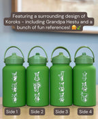 Korok Water Bottle Engraved Legend of Zelda Coffee Tumbler with Grandpa Hestu, Tears of the Kingdom Waterbottle, Kokiri Forest Gamer Gift