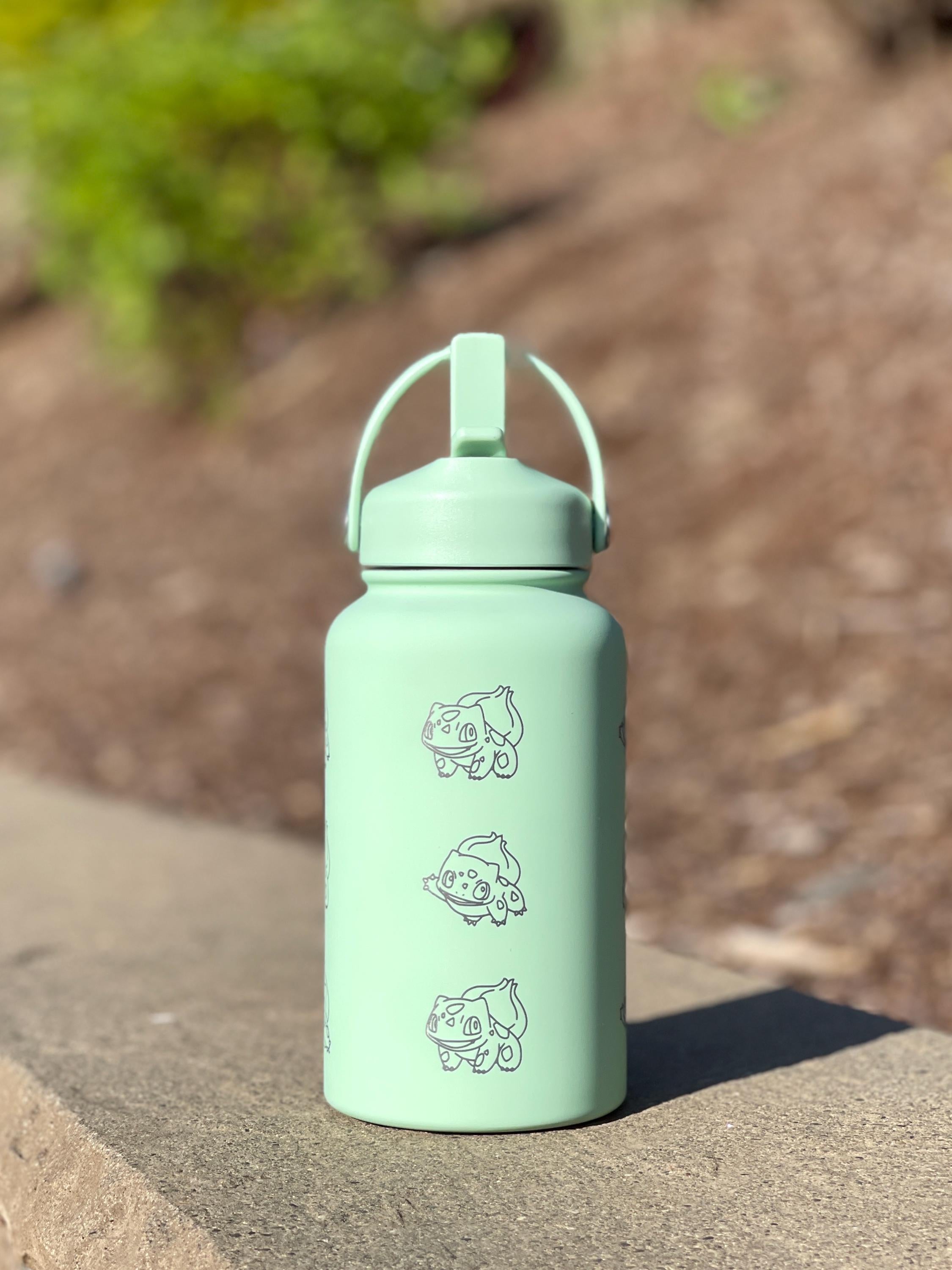 Kanto Starter Waterbottle Set, Bulbasaur Charmander Squirtle Engraved Water Bottle Coffee Tea Tumbler Travel Mug, Anime Fan Birthday Gift