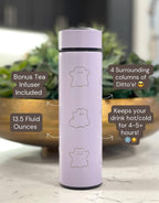 Ditto Coffee Tumbler Shiny Ditto Engraved Tea Infuser Waterbottle with Fake Squirtle and Eevee, Funny Anime Meme Birthday Anniversary Gift