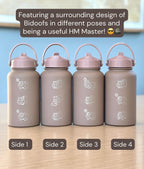Bidoof Water Bottle Engraved Straw Waterbottle Coffee Tumbler, HM Slave Rock Smash Cut, Funny Meme Anime Fan Travel Mug Cup Drink Gift