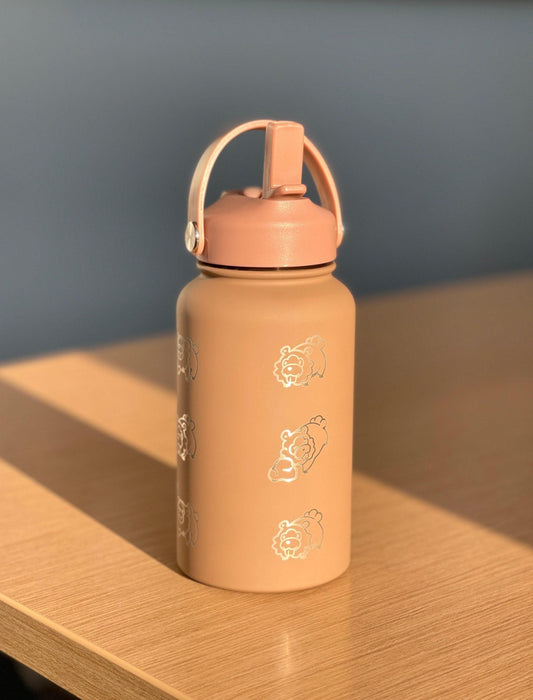 Bidoof Water Bottle Engraved Straw Waterbottle Coffee Tumbler, HM Slave Rock Smash Cut, Funny Meme Anime Fan Travel Mug Cup Drink Gift