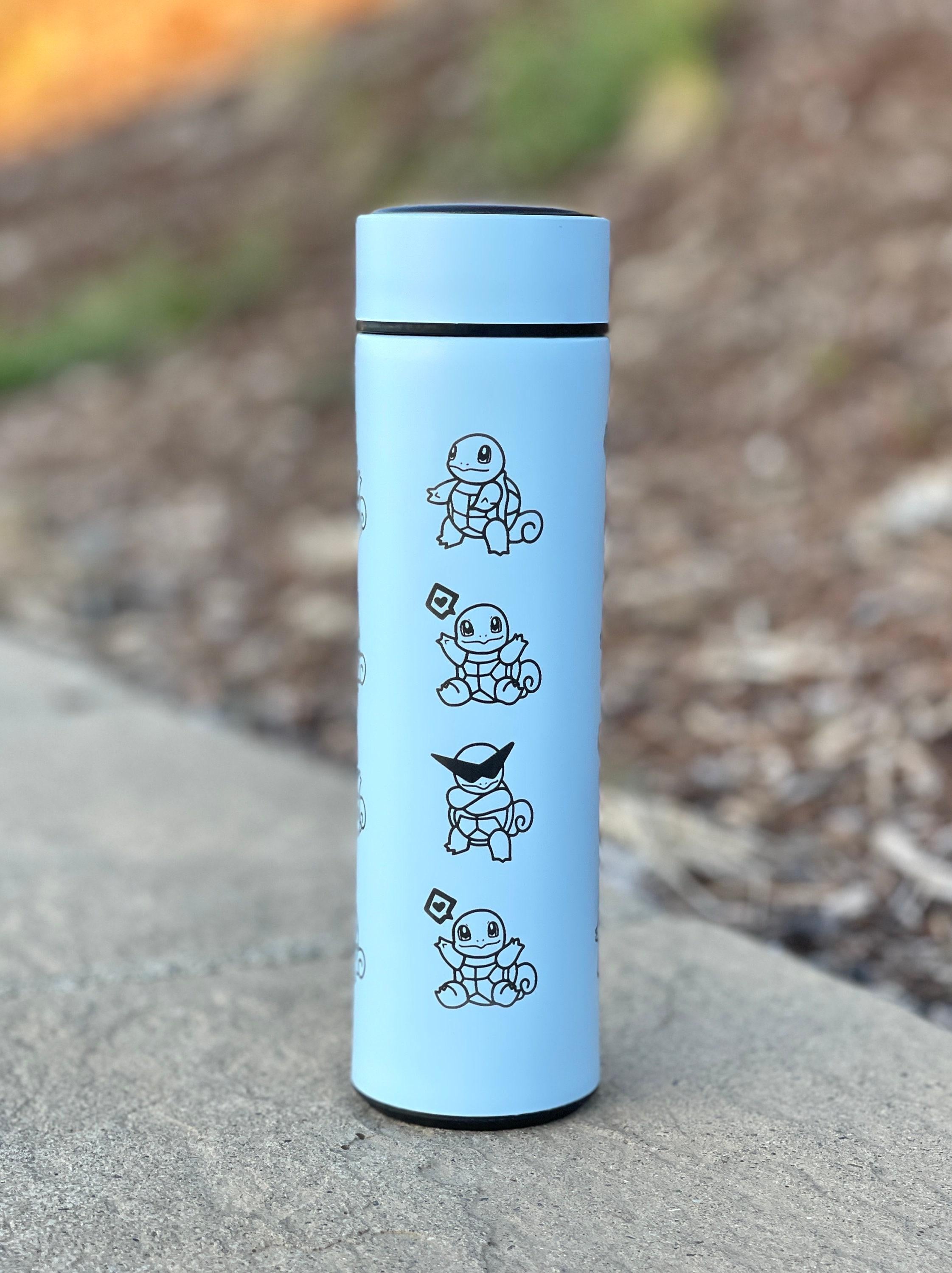 Squirtle Squad Coffee Tumbler with Tea Infuser, Glasses Sunglasses Saxophone Squirtle, Engraved Waterbottle Water Starter Travel Mug Gift