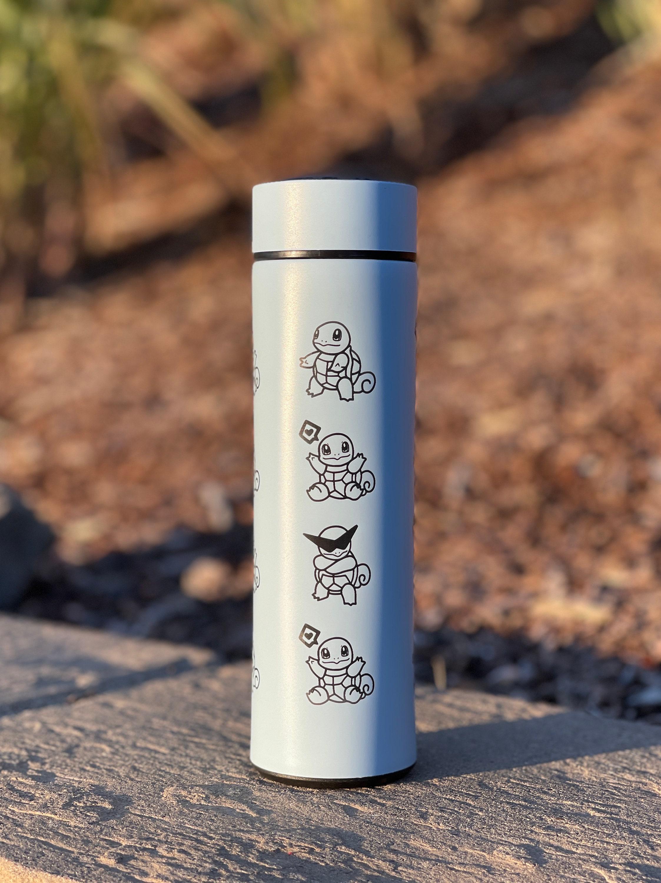 Squirtle Squad Coffee Tumbler with Tea Infuser, Glasses Sunglasses Saxophone Squirtle, Engraved Waterbottle Water Starter Travel Mug Gift