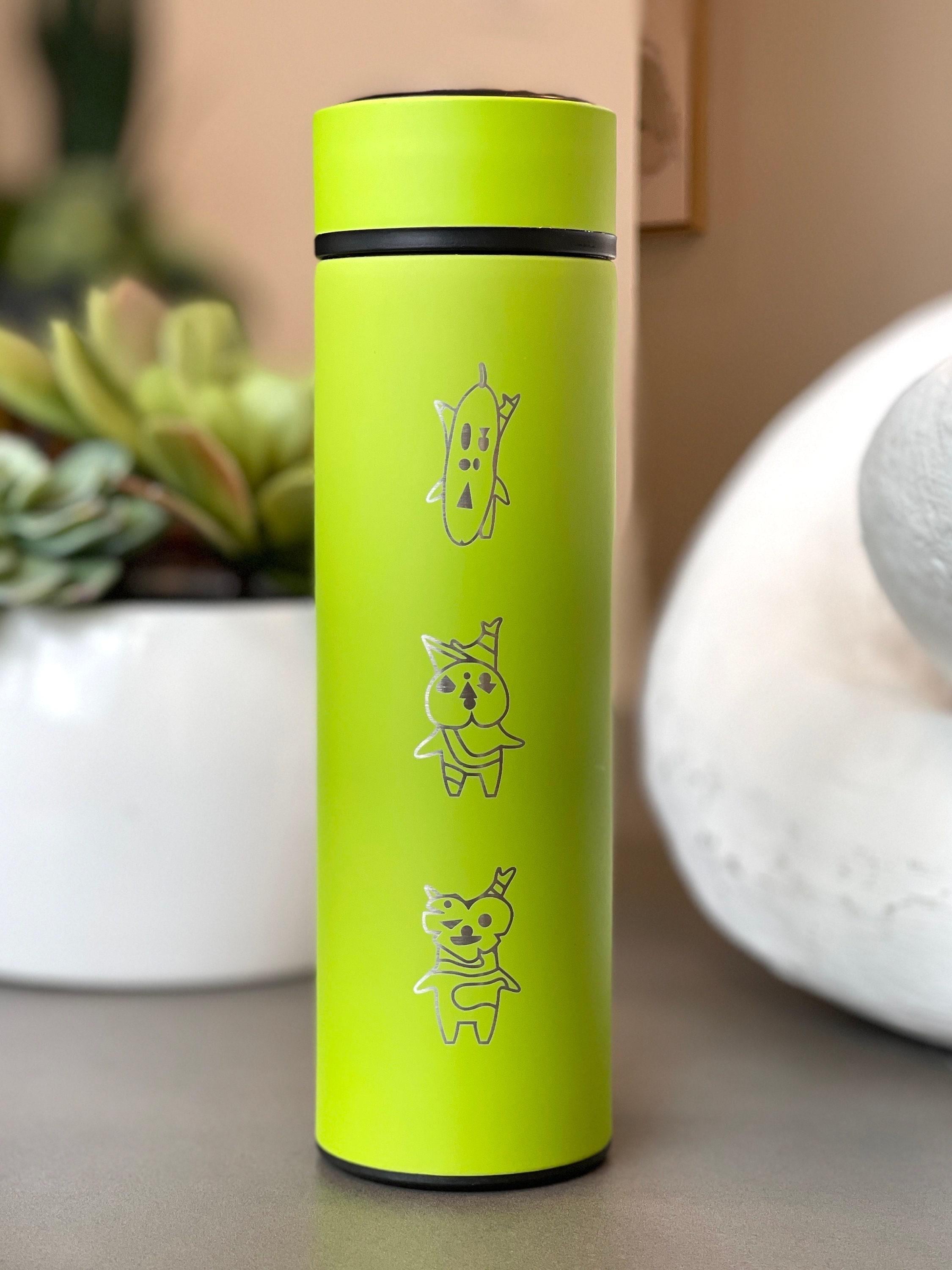 Korok Coffee Tumbler Tea Infuser Travel Mug, Legend of Zelda Breath of the Wild Water Bottle, Leaf Mask Kokiri Forest Cute Gamer Gift