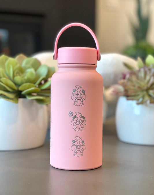 Alcremie Water Bottle, Engraved Coffee Tumbler with Strawberry Berry Love Flower Sweet Forms Waterbottle Travel Mug, Anime Birthday Gift