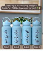 Dratini Dragonair Water Bottle, Laser Engraved Coffee Tumbler with Sleeping Dratini, Anime Dragonite Fan Waterbottle Birthday Gift