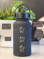 Umbreon Water Bottle Engraved Coffee Tumbler, Eevee Eeveelution Waterbottle Thermos, Anime Fan Travel Mug Birthday Anniversary Gift