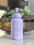 Espeon Straw Water Bottle Engraved Coffee Tumbler with Unite Tuxedo Style & Top Hat Waterbottle, Psychic Eeveelution Anime Fan Birthday Gift