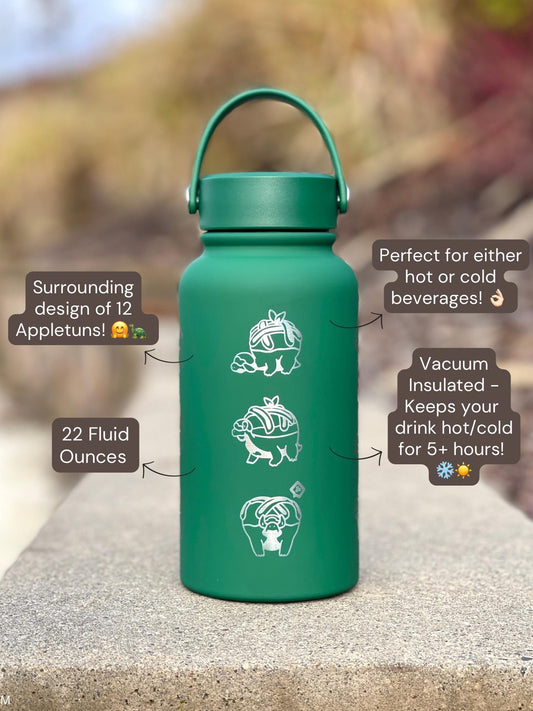 Appletun Water Bottle Engraved Tumbler with Gigantamax Appletun Flapple, Cute Applin Evolution Anime Thermos Travel Mug Drink Thermos Gift