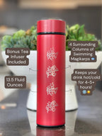 Magikarp Coffee Tumbler, Engraved Water Bottle with Tea Infuser, Cute Meme Waterbottle Travel Mug Thermos Flask, Anime Fan Birthday Gift