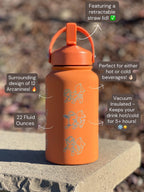 Arcanine Straw Water Bottle with Hisuian Arcanine Engraved Coffee Tumbler Gamer Waterbottle, Growlithe Fan Birthday Tea Flask Gift