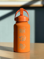 Arcanine Straw Water Bottle with Hisuian Arcanine Engraved Coffee Tumbler Gamer Waterbottle, Growlithe Fan Birthday Tea Flask Gift