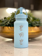 Vaporeon Water Bottle Coffee Tumbler with Sleeping Vaporeon, Water Gun & Cafe Top Hat Version, Eeveelution Fan Waterbottle Anniversary Gift