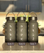 Unown Alphabet Water Bottle, Engraved “28 Unowns” Waterbottle Coffee Tumbler, Unknown Anime Fan Birthday Thermos Travel Mug Flask Gift