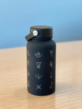 Unown Alphabet Water Bottle, Engraved “28 Unowns” Waterbottle Coffee Tumbler, Unknown Anime Fan Birthday Thermos Travel Mug Flask Gift