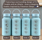 Swablu Altaria Waterbottle Engraved Coffee Tumbler with Sleeping Swablu, Flask Tea Travel Mug Cup Water Bottle, Hoenn Birthday Gamer Gift