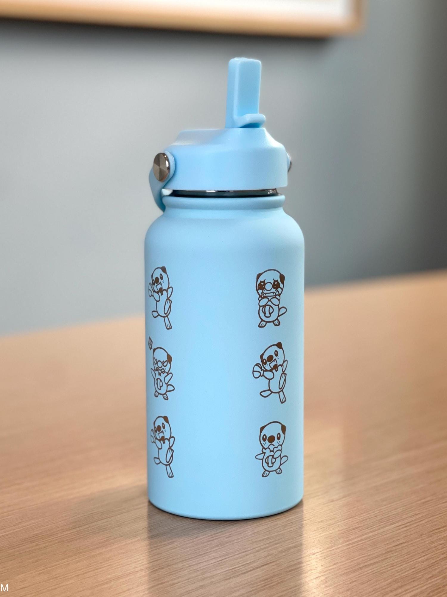 Oshawott Water Bottle Engraved Waterbottle, Crying Oshawott Shell Funny Unova Starter Samurott Coffee Tumbler Thermos, Anime Birthday Gift