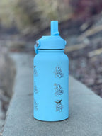 Squirtle Squad Water Bottle Engraved Coffee Tumbler with Sunglasses Saxophone Squirtle, Waterbottle Travel Mug Kanto Starter Birthday Gift