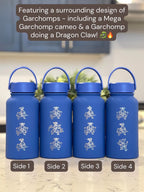 Garchomp Water Bottle Coffee Tumbler with Mega Garchomp & Unite Tuxedo Style Hat Waterbottle Travel Mug Flask, Gamer Birthday Gift