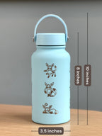 Glaceon Water Bottle Engraved Coffee Tumbler with Ice Beam Glaceon & Unite Costume Waterbottle, Eeveelution Anime Fan Anniversary Gift