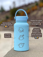 Spheal Water Bottle Engraved Coffee Tumbler, Rolling Spheal and Sleeping Spheal Waterbottle Travel Mug Thermos, Cute Anime Fan Birthday Gift