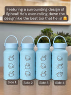 Spheal Water Bottle Engraved Coffee Tumbler, Rolling Spheal and Sleeping Spheal Waterbottle Travel Mug Thermos, Cute Anime Fan Birthday Gift