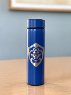 Zelda Hylian Shield + Sword Link Coffee Tumbler Tea Infuser, Tears of the Kingdom Water Bottle, Travel Mug Gamer Birthday Anniversary Gift
