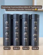 Typhlosion Engraved Coffee Tumbler with Hisuian Typhlosion, Water Bottle with Tea Infuser, Anime Travel Mug, Fire Johto Starter Fan Gift
