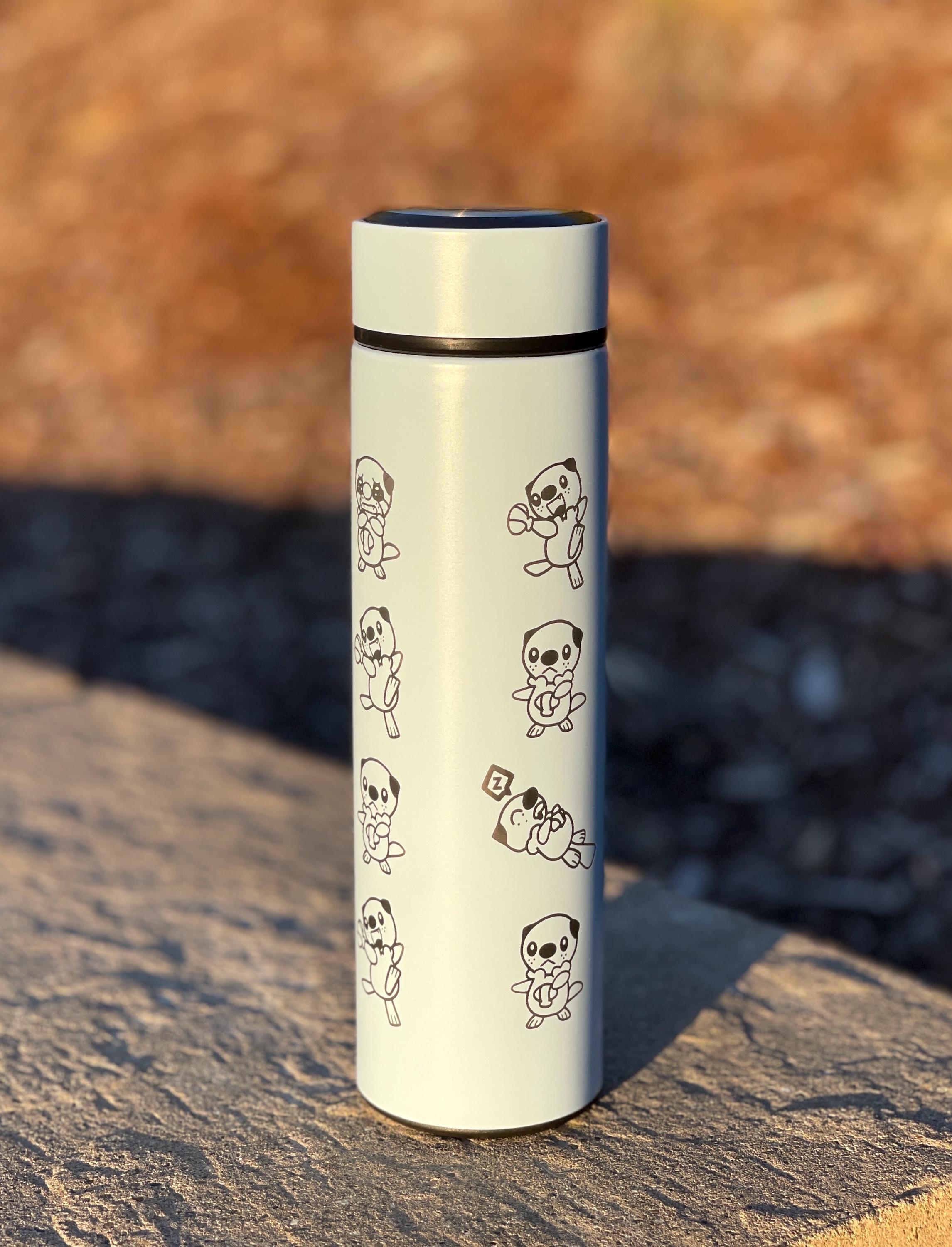 Oshawott Coffee Tumbler Tea Infuser Water Bottle, Unova Starter Otter Shell Travel Mug Thermos, Anime Fan Gamer Birthday Anniversary Gift