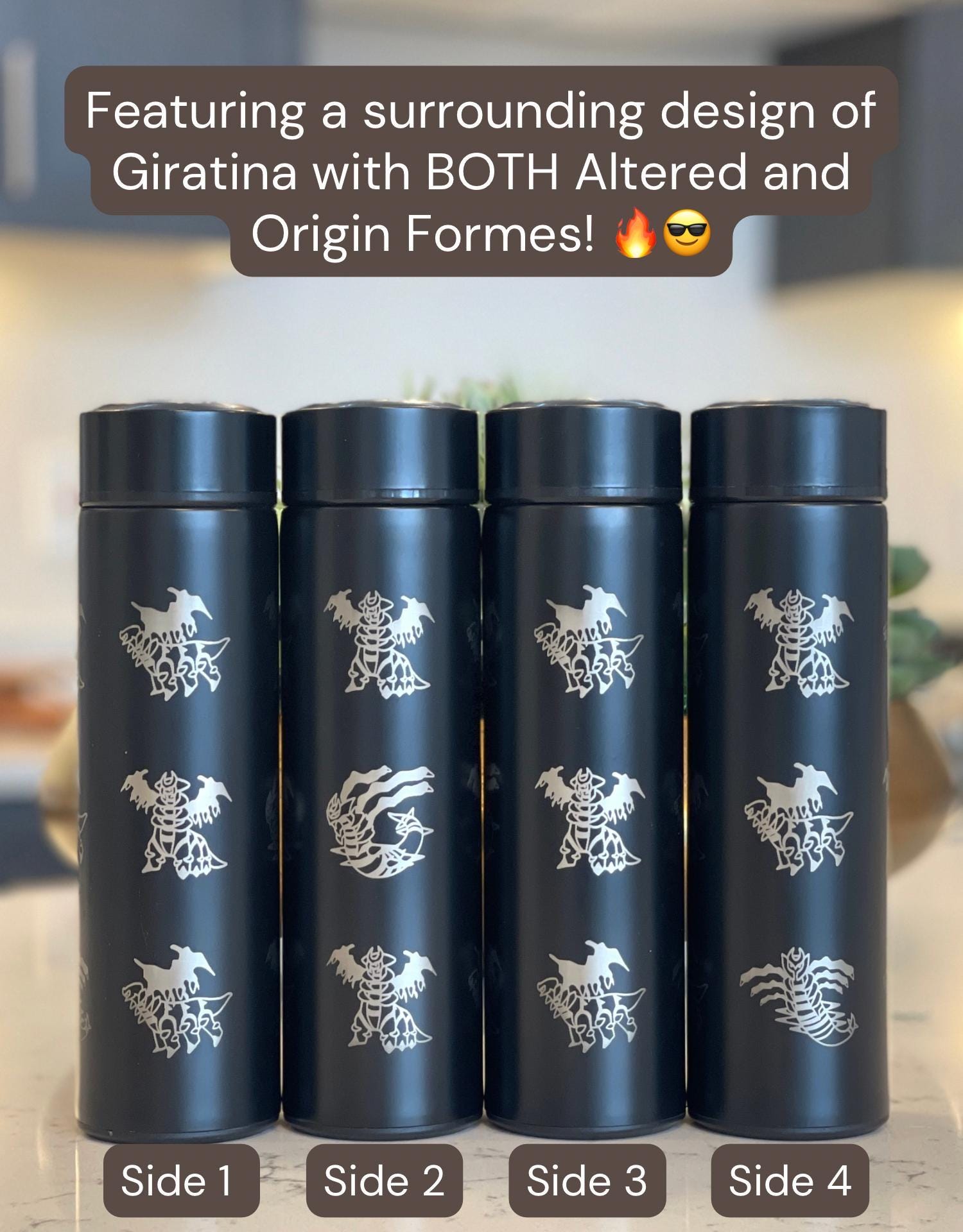 Giratina Coffee Tumbler Tea Infuser Waterbottle, Origin and Altered Form, Ghost Legendary Sinnoh Water Bottle Flask Thermos, Anime Fan Gift